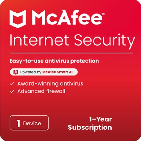 McAfee Internet Security 2025 | 1 Device | 1 Year | Windows - Mac - Android - iOS